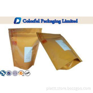 Yellow Ziplock Recycle Plastic Stand up Pouch For Tea , Sna